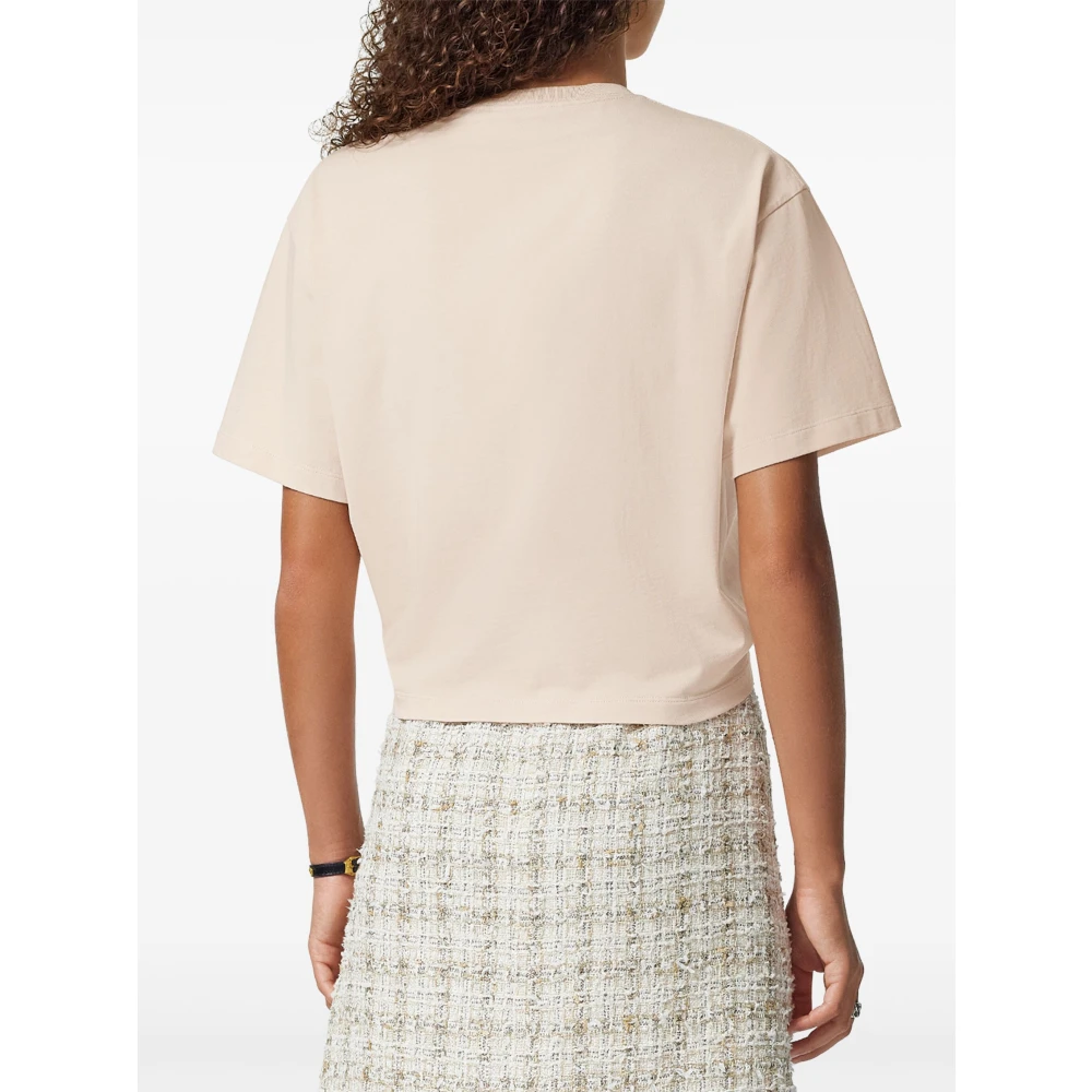 Versace Roze Cropped T-shirt met Logo Print Pink Dames