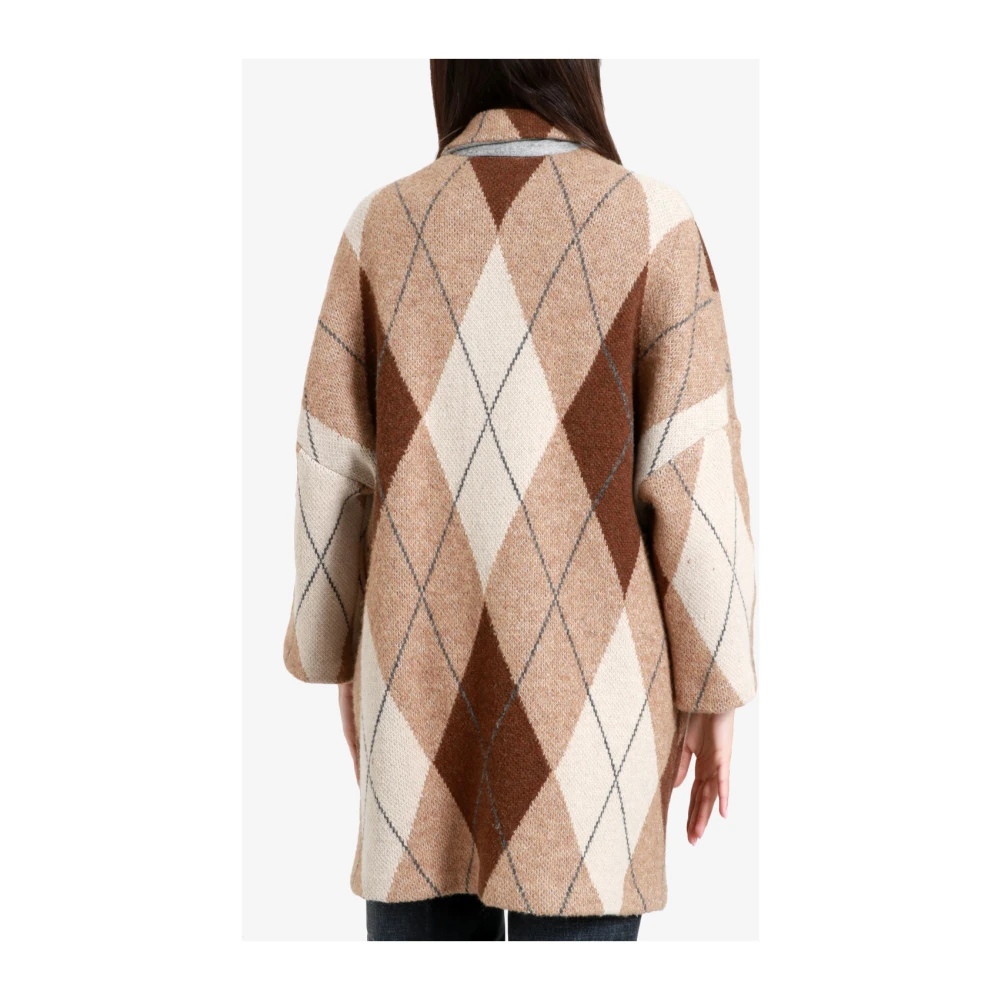 Semicouture Wollen Jas met Diamantpatroon Multicolor Dames