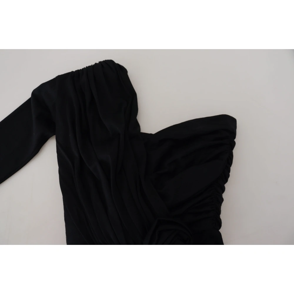 Dolce & Gabbana Elegant One-Shoulder Midi Dress Black Dames