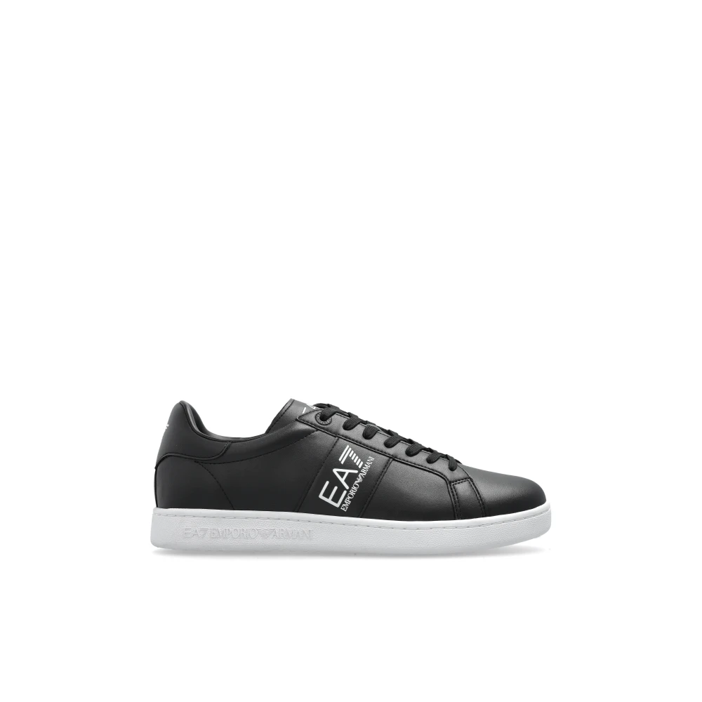 Emporio Armani Ea7 Mannelijk Zwart Schoenen Heren, 43 Eu, Leer, Sportschoenen Met Logo