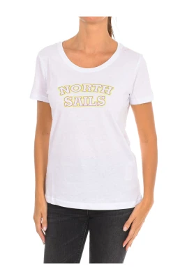 T-shirt med korta ärmar och ribbad halsringning