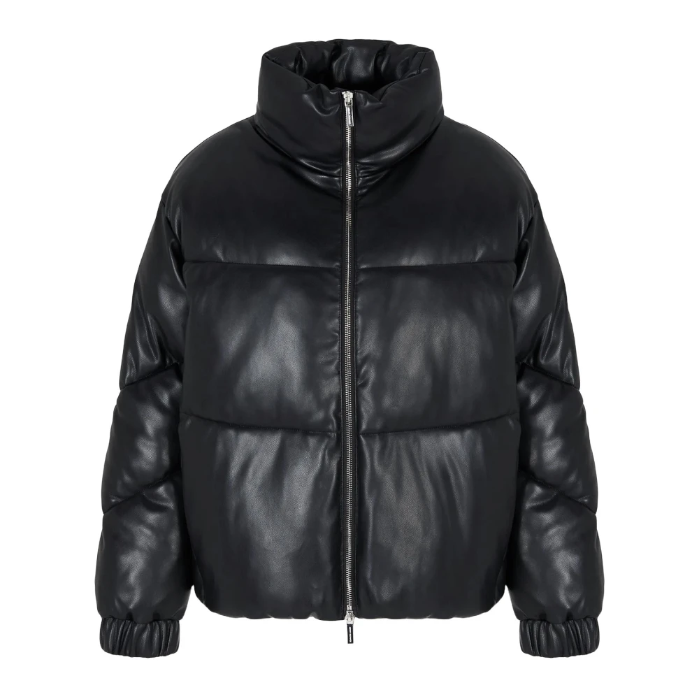 Armani Exchange Gewatteerde Hoge Hals Zwarte Jas Black Dames