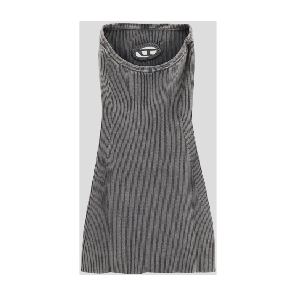 Diesel Katoenen Logo Jurk Gray Dames