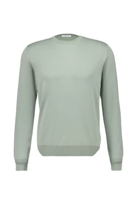 Sage Green Bomull Crew-Neck Jumper