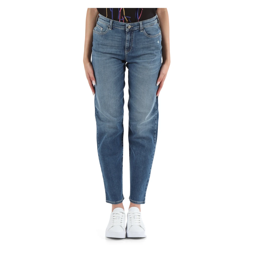 Emporio Armani Slim Girl Fit Jeans met Vijf Zakken Blue Dames