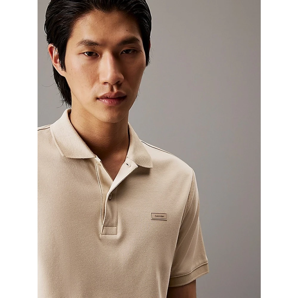 Calvin Klein Liquid Touch Slim Fit Polo Shirt Beige Heren