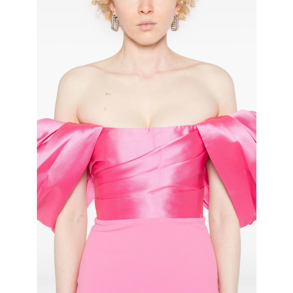 Solace London Roze Off-Shoulder Jurk met Geplooide Details Pink Dames