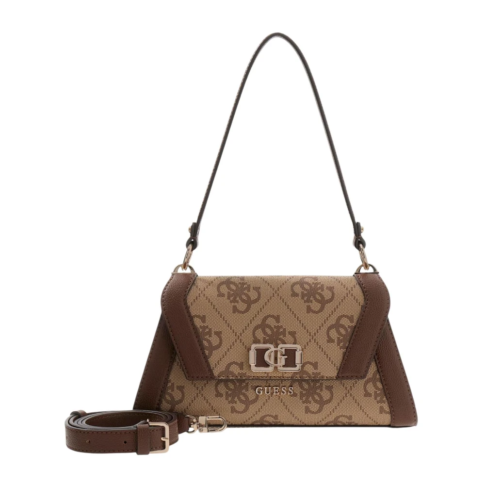 Guess Women's Brown Shoulder Bags, One Size, Karnilla Logo Flap Shoulder Bag
