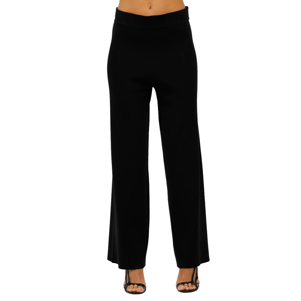 Alpha Studio Palazzo broek met elastische taille Black Dames