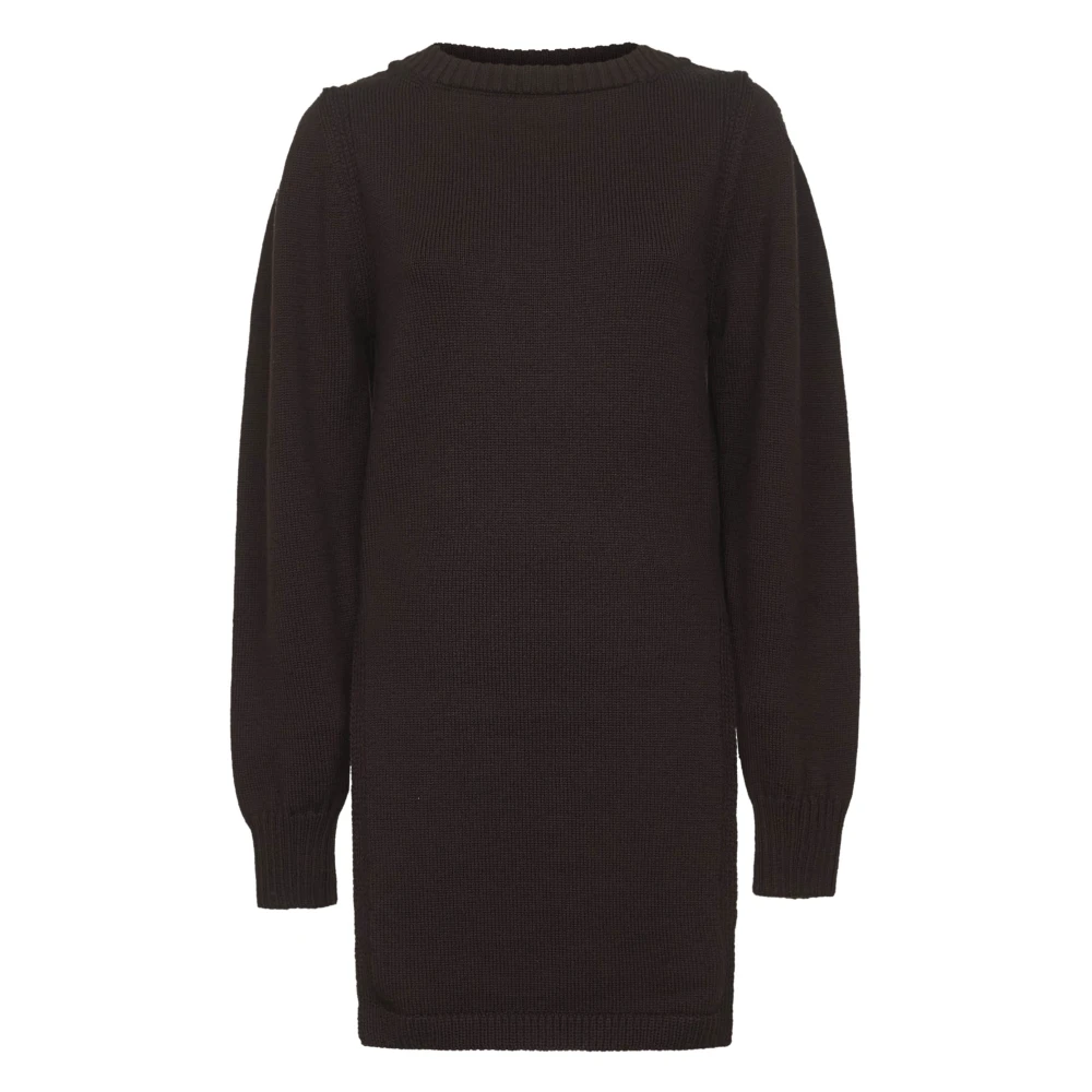 Lemaire Purple Round-Neck Knitwear, Female, Xs, Brown Wool Jumper With Side Slits