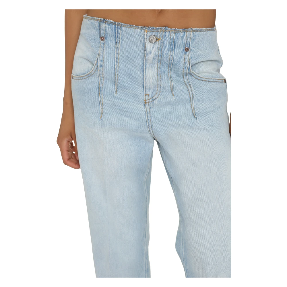 Victoria Beckham Flared jeans met leren logolabel Blue Dames