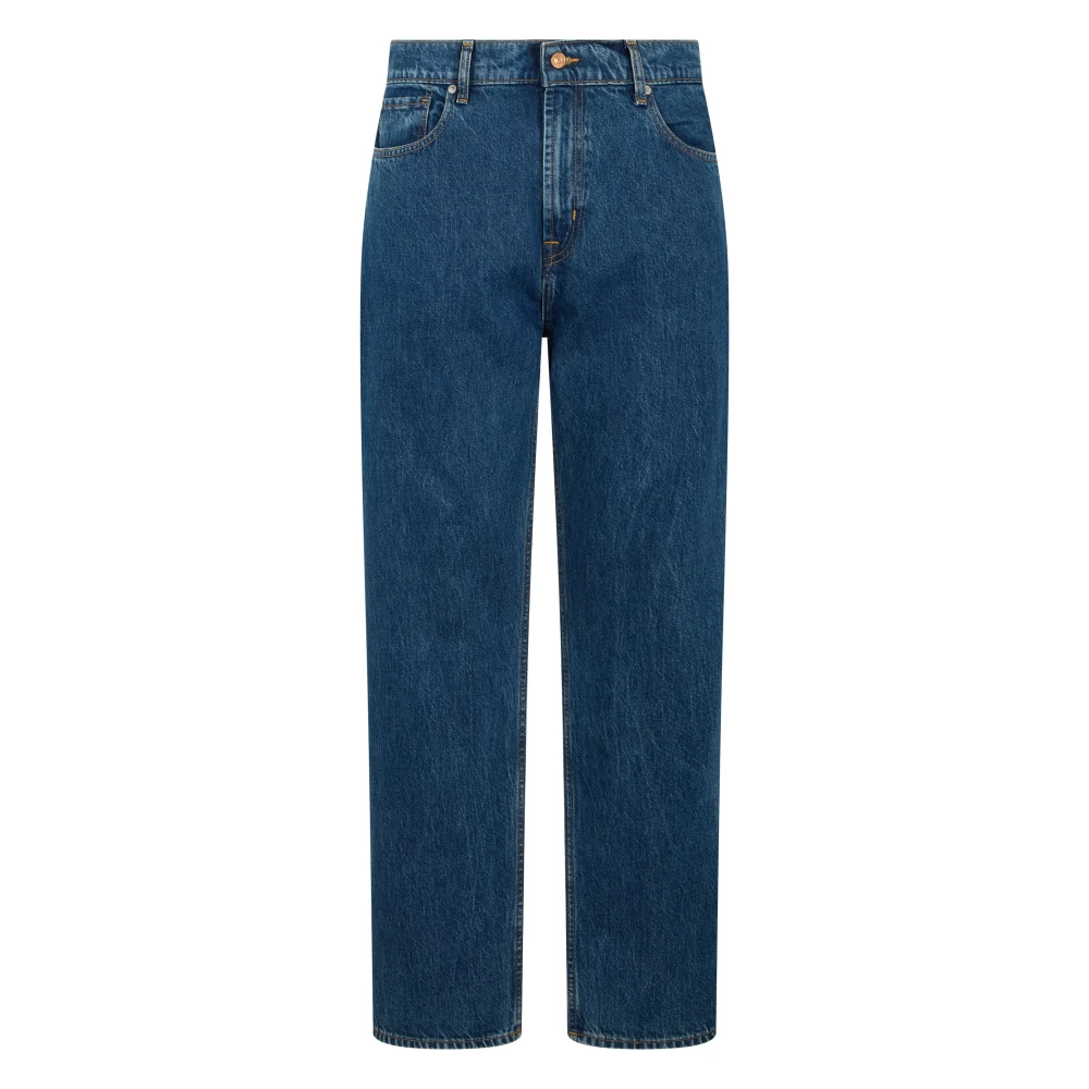 7 For All Mankind Blue Straight Fit Jeans, Male, W31, Modern Straight Jeans