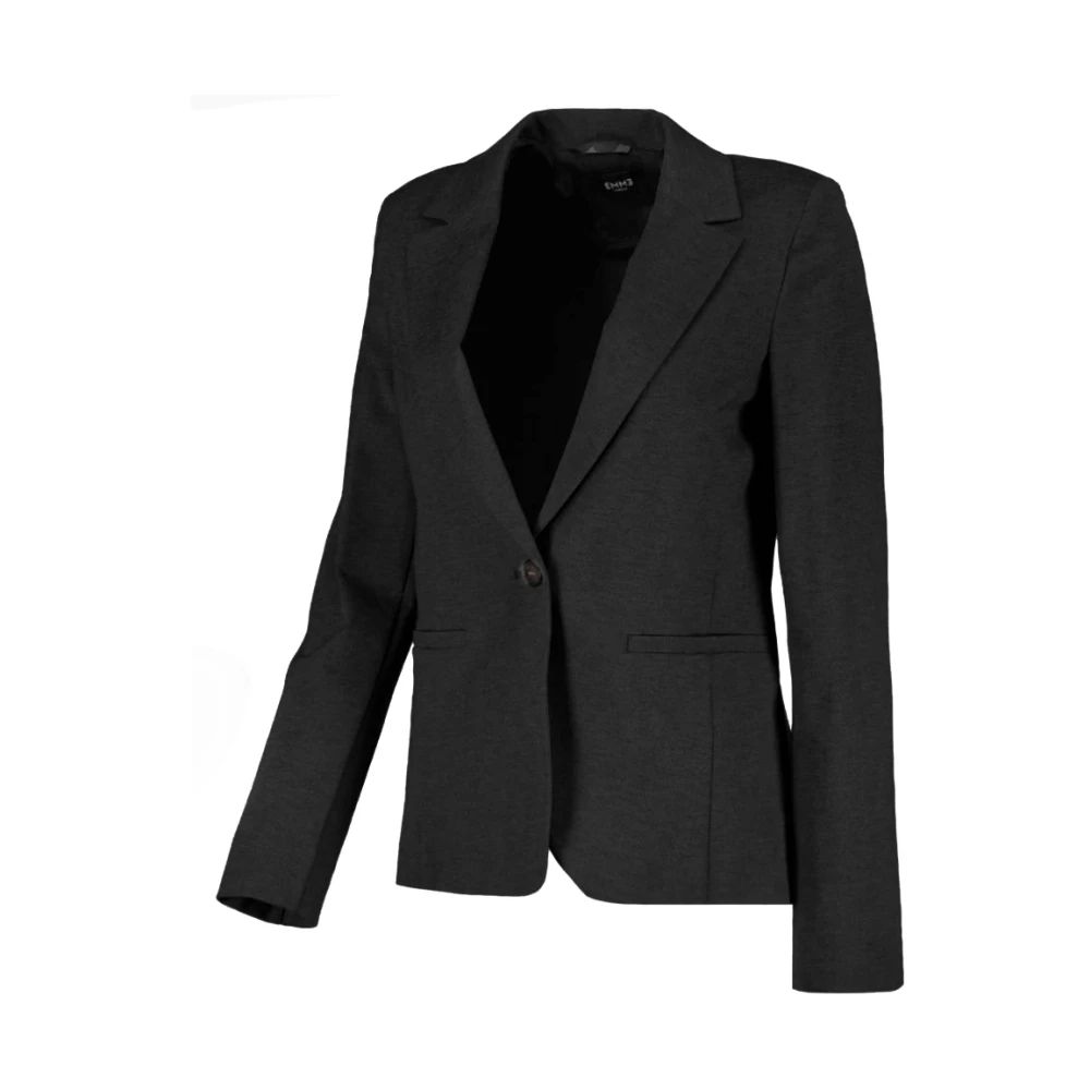 Marella Zwarte Jersey Blazer met Revers Kraag Black Dames