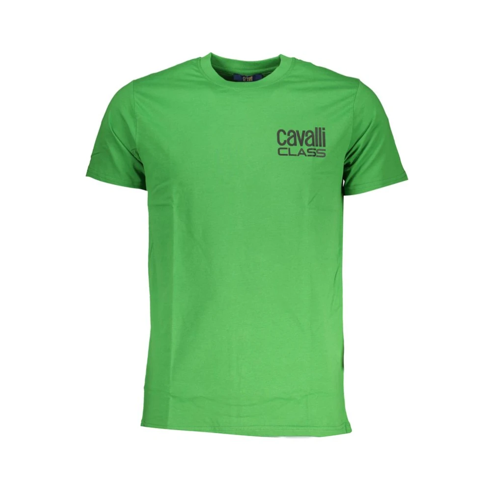 Cavalli Class Print Logo Ronde Hals T-Shirt Green Heren