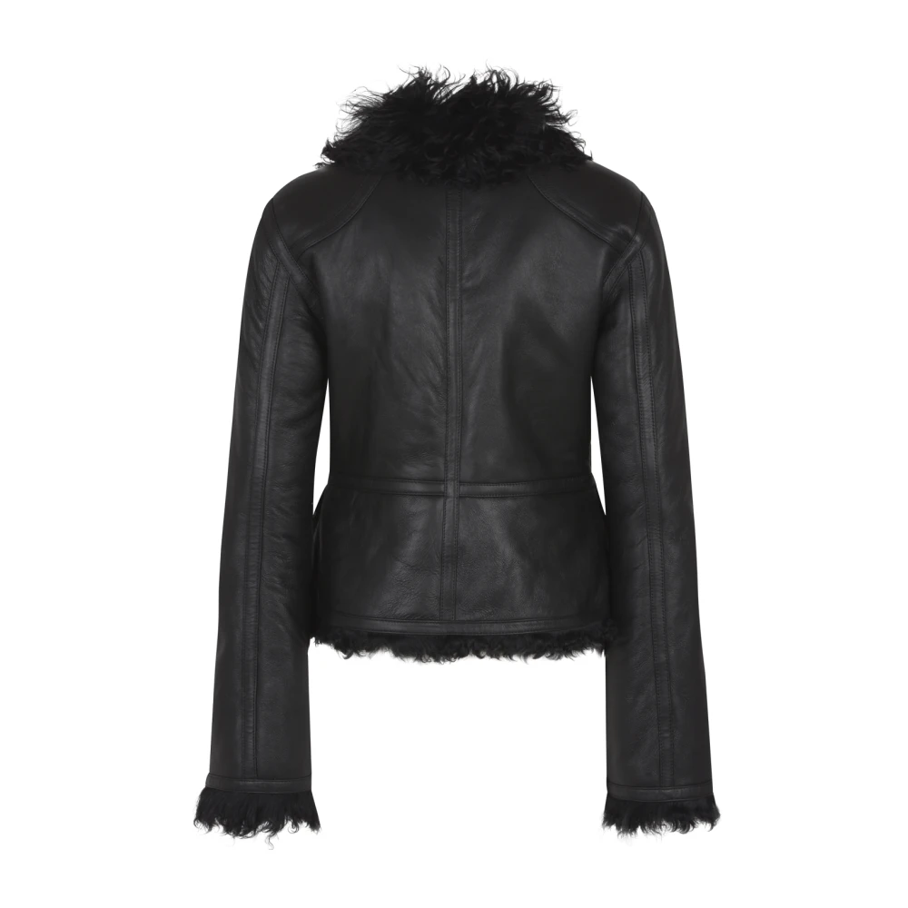 Remain Birger Christensen Zwarte Shearling Korte Jas Black Dames