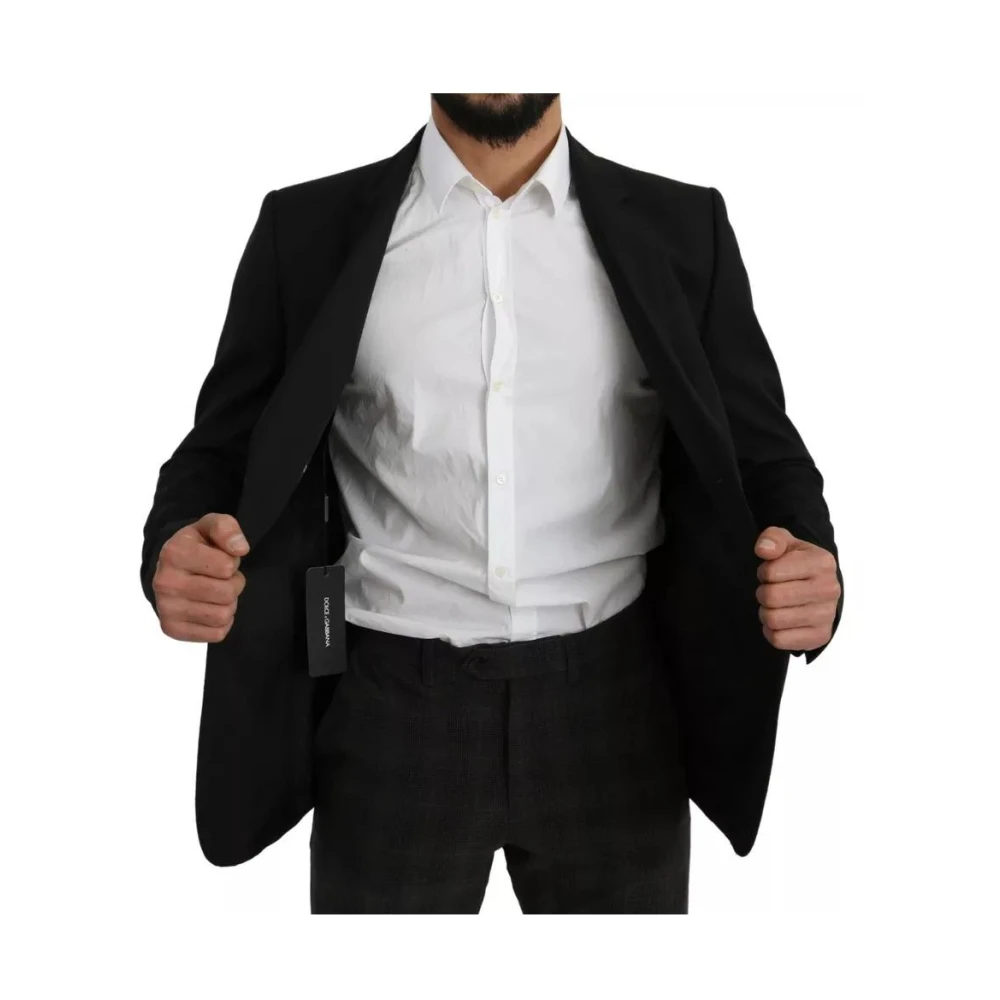 Dolce & Gabbana Zwarte wollen Slim Fit Notch Jacket Black Heren