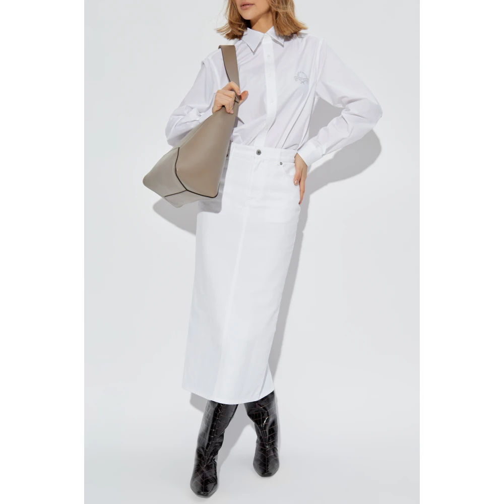 Moschino Katoenen shirt met geborduurd logo White Dames