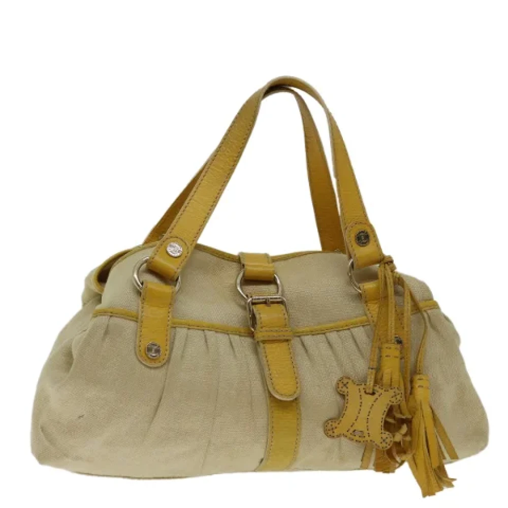 Celine Vintage Pre-owned Canvas handbags Yellow Dames