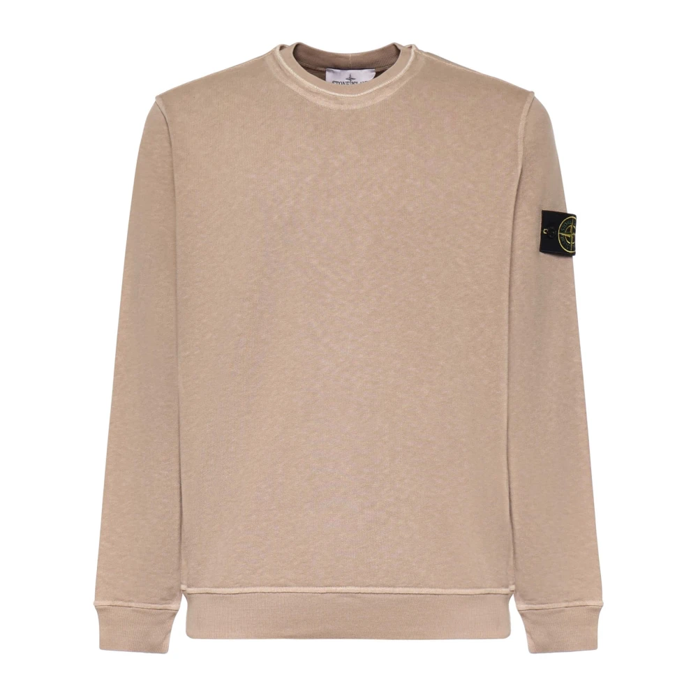 Stone Island Brown Sweatshirts, Male, 2XL, Slub Cotton Crewneck Sweatshirt