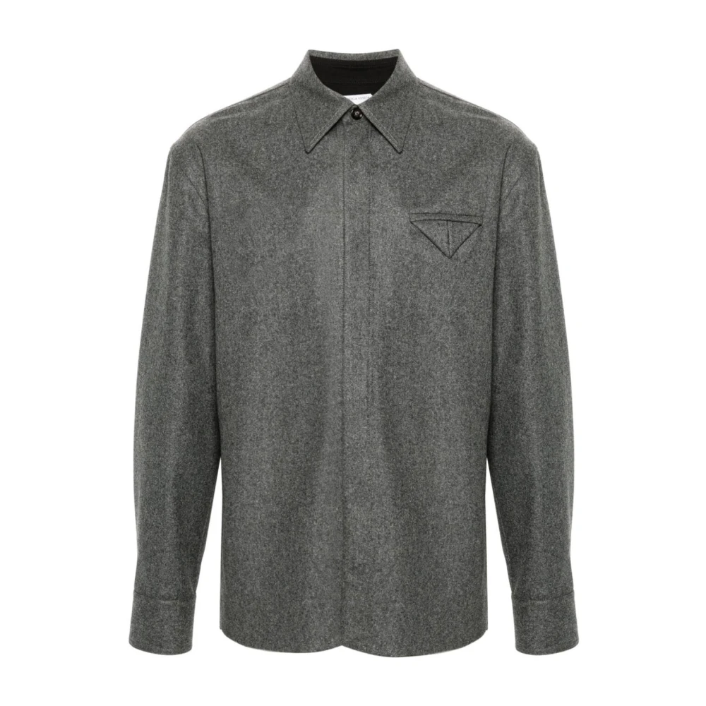 Bottega Veneta Grijze Melange Flanellen Overhemd 1962 Stijl Gray Heren