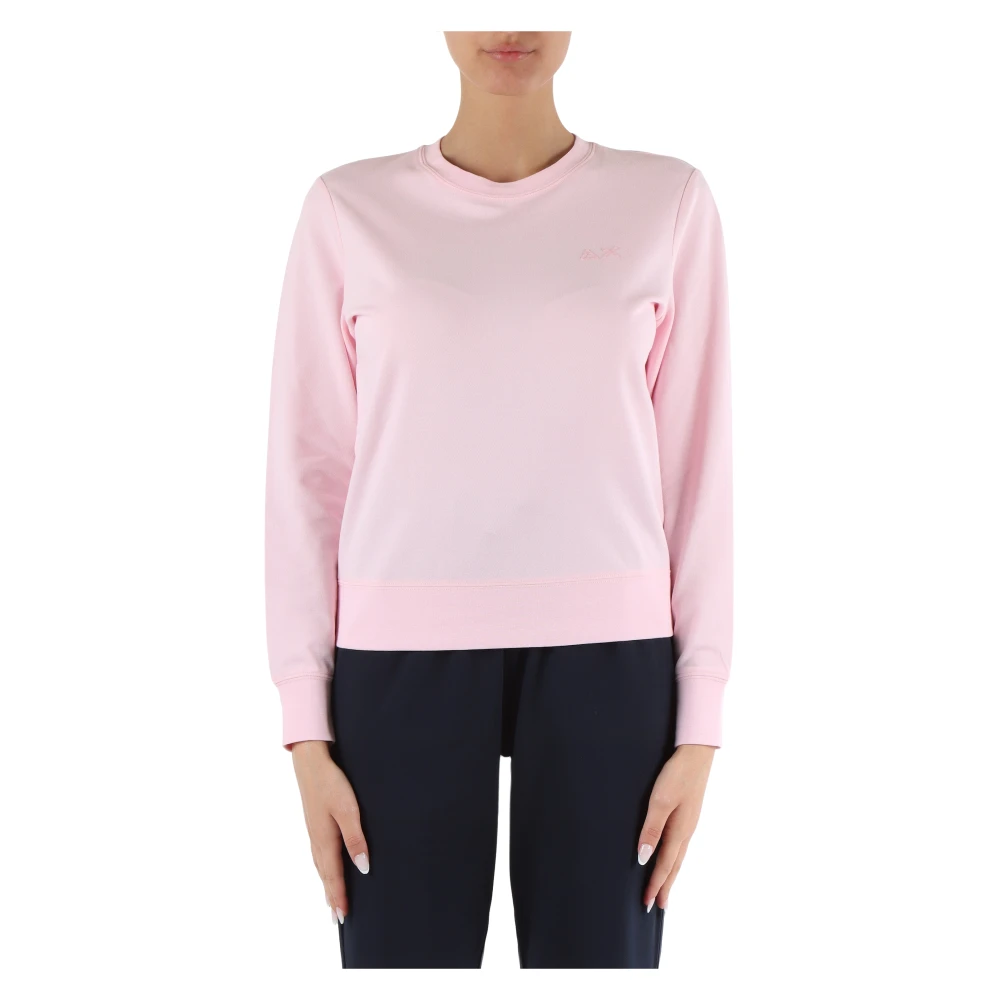 Sun68 Katoenen Piqué Sweatshirt met Strass Logo Pink Dames