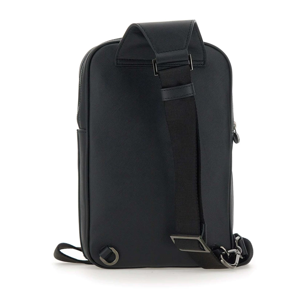 Kiton Zwarte leren rugzak met ritssluiting Black Heren