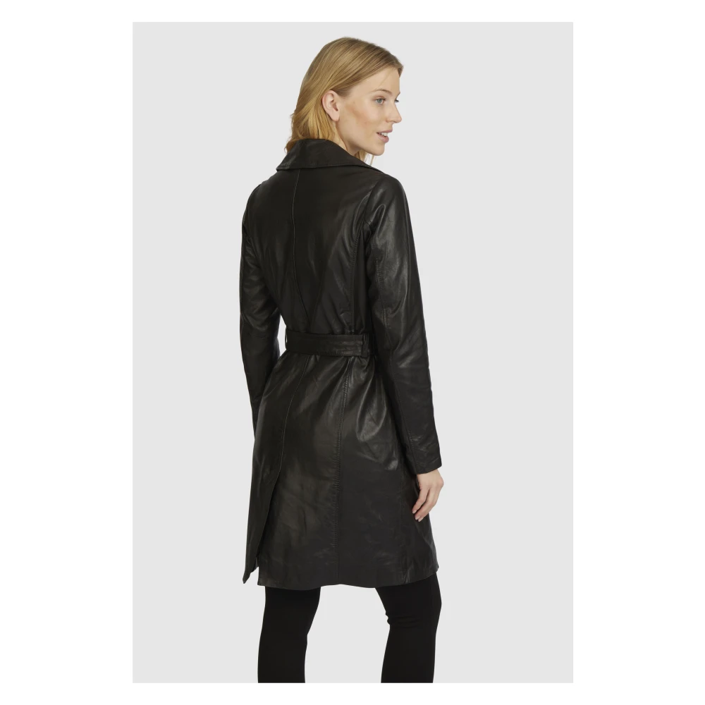 Bugatti Elegante leren jas met riem Black Dames