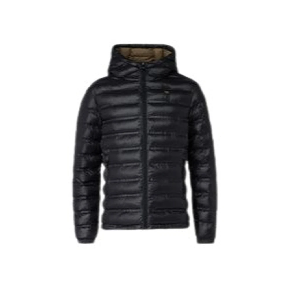 Blauer Heren gewatteerde jas met capuchon Black Heren
