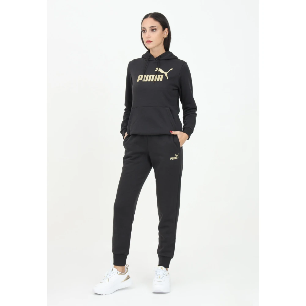 Puma Sportieve Glitter Logo Zwarte Broek Black Dames
