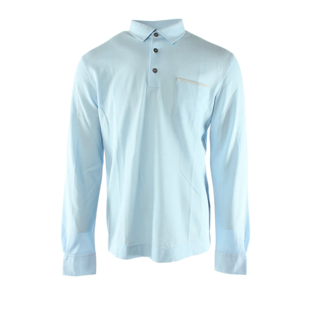 Zegna Men's Blue Cotton Polo Shirt - Polo Shirts - L - Tops