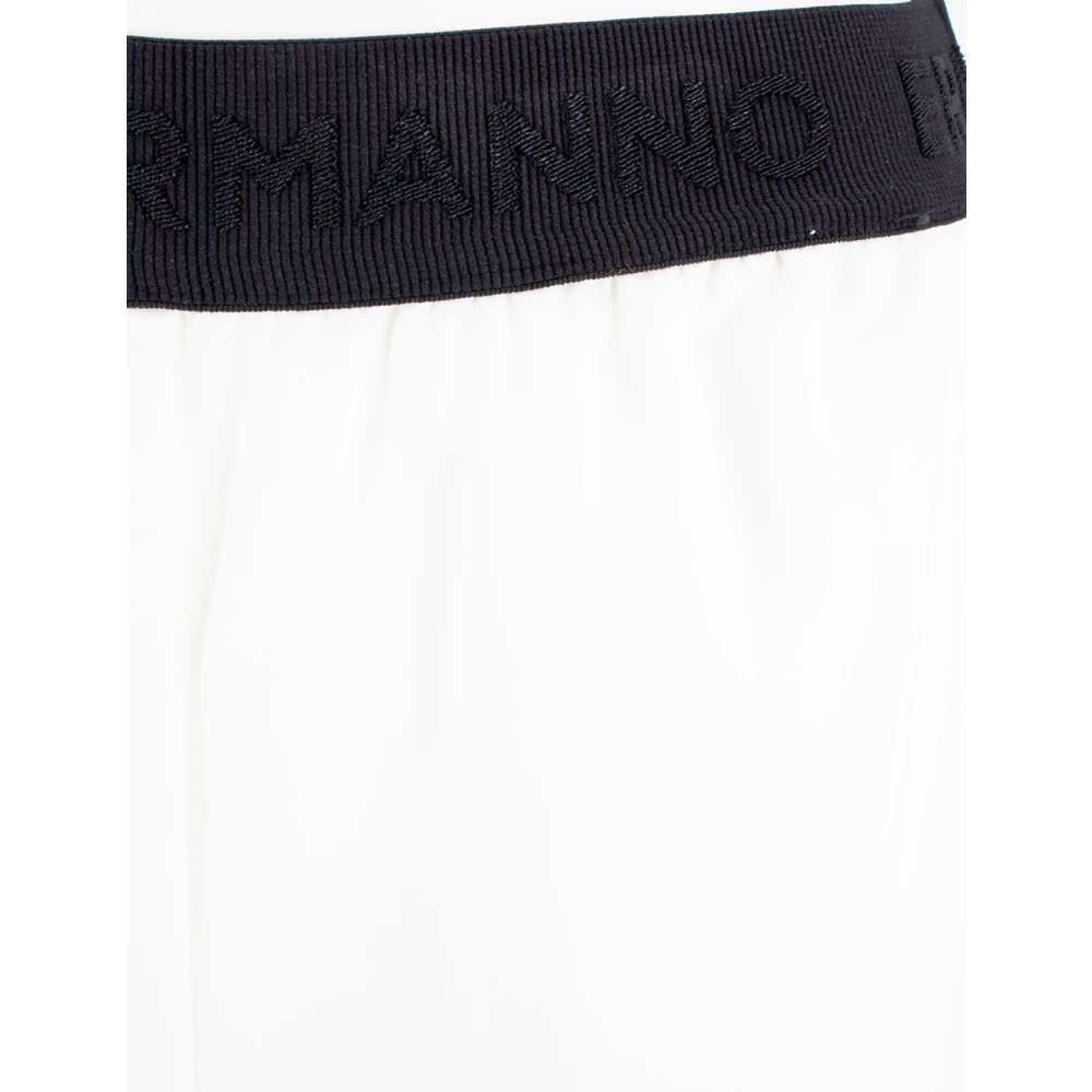 Ermanno Scervino Stretch katoenen broek met aangeplooide tailleband White Dames