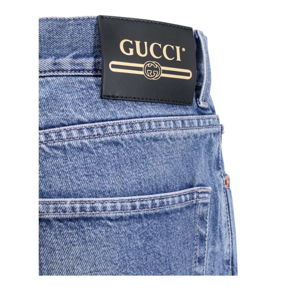Gucci Blauwe Carrot Fit Katoenen Jeans Blue Heren