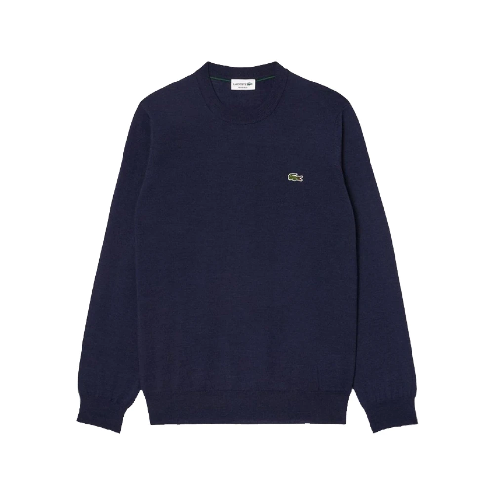 Lacoste Uomo Blu Pullover Girocollo In Misto Lana Navy Da - Immagine 4