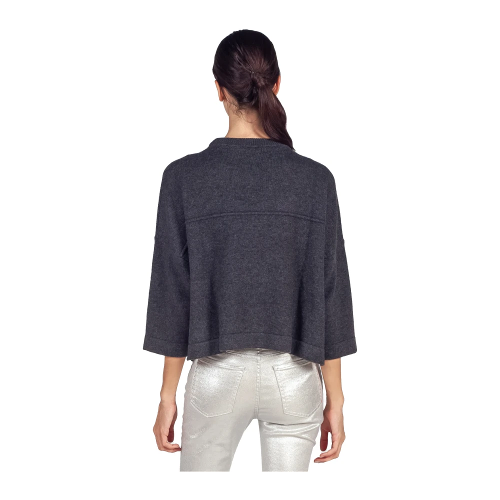 Liviana Conti Donkergrijze Boxy Gebreide Trui Gray Dames