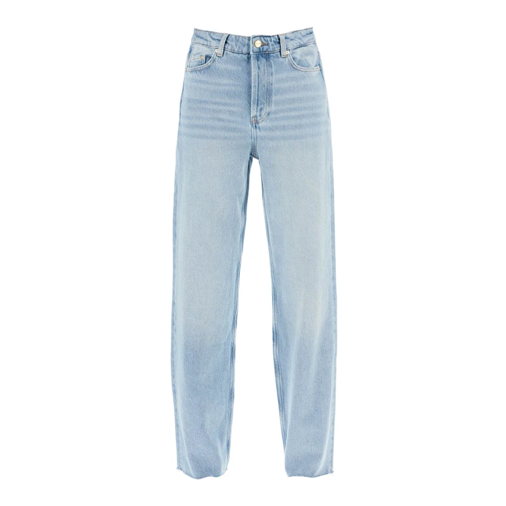 Ganni Relaxed Straight Leg Denim Jeans Blue Dames
