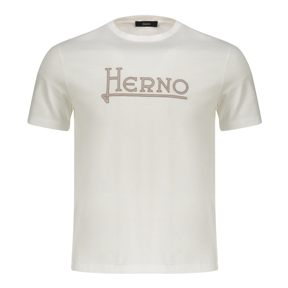 Herno T-shirt van katoen met geborduurd logo White Heren