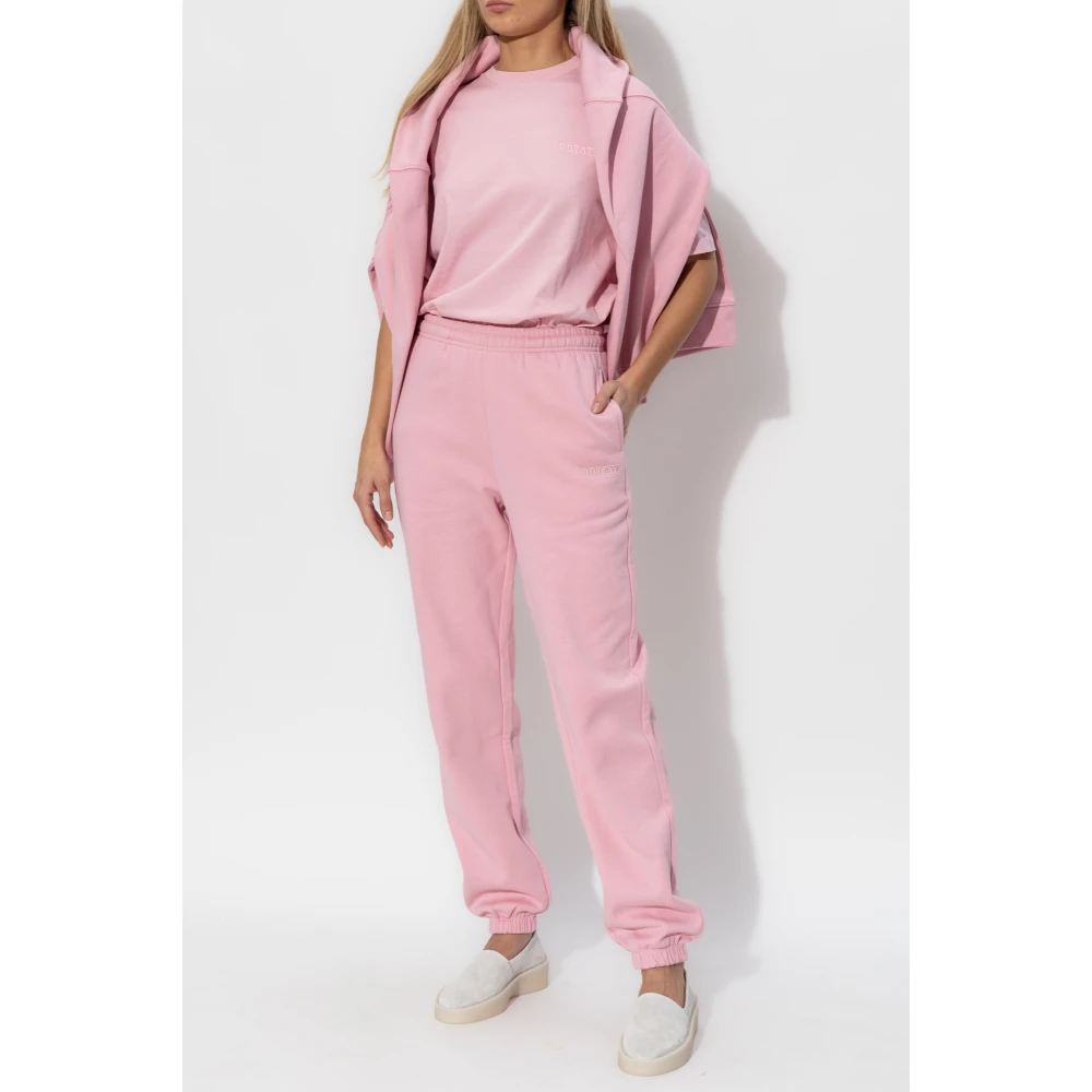 Rotate Birger Christensen T-shirt met Logo Pink Dames