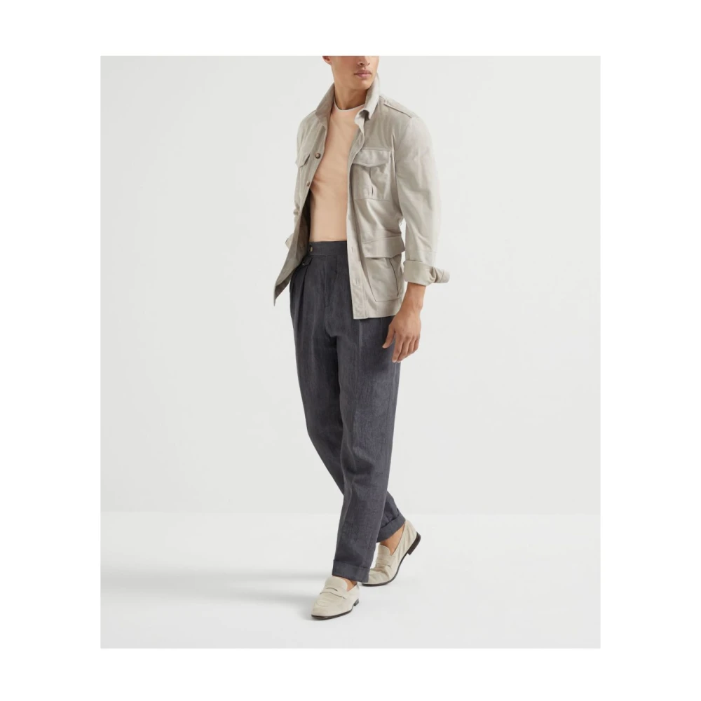BRUNELLO CUCINELLI Oranje Crew Neck Trui Korte Mouwen Orange Heren