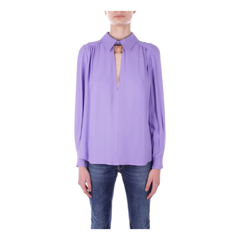 Elisabetta Franchi Stijlvolle Damesblouse met Logoprint Purple Dames