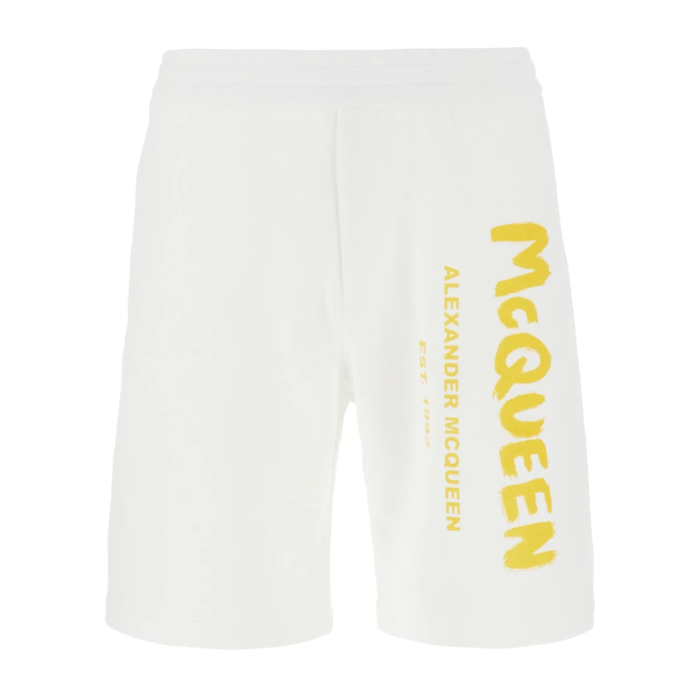 Alexander Mcqueen Men's White Casual Shorts, Xl, Stylish Bermuda Shorts For