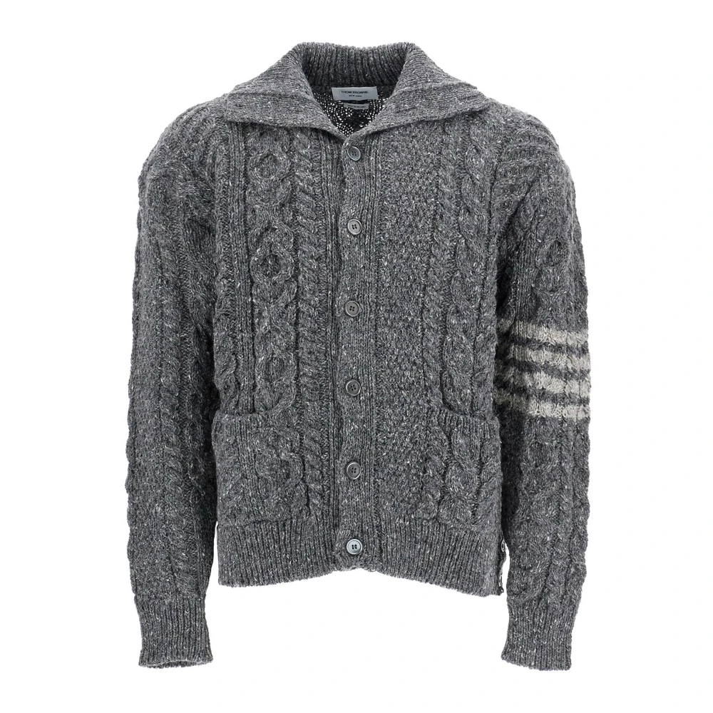 Thom Browne Mohair Kabelgebreide Vest Gray Heren
