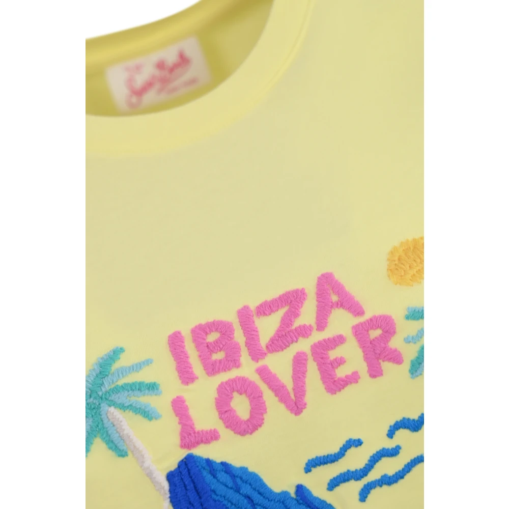 MC2 Saint Barth Gele Geborduurde T-shirt Ibizia Lover Yellow Dames