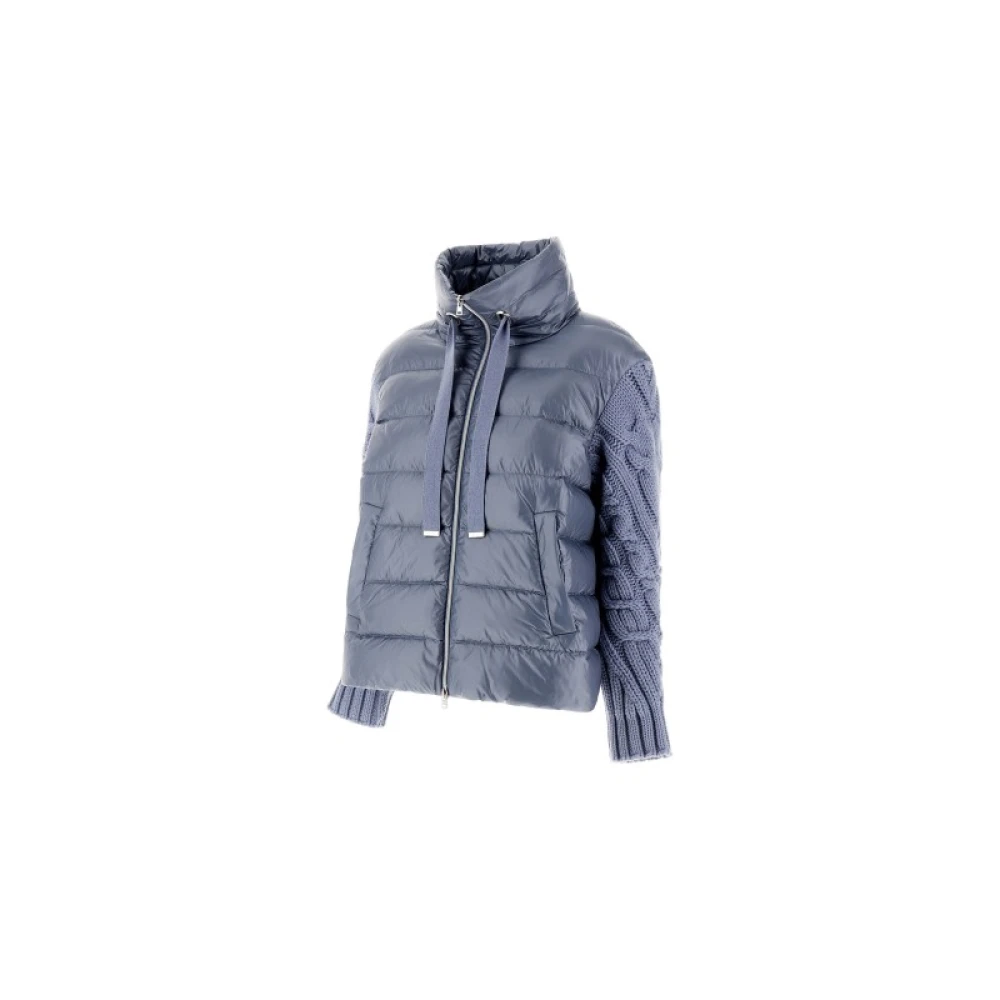 Herno Nylon Ultralight Jas met Wollen Mouwen Blue Dames