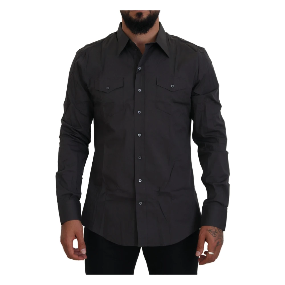 Dolce & Gabbana Men's Gray Sicilia Slim Fit Stretch Dress Shirt