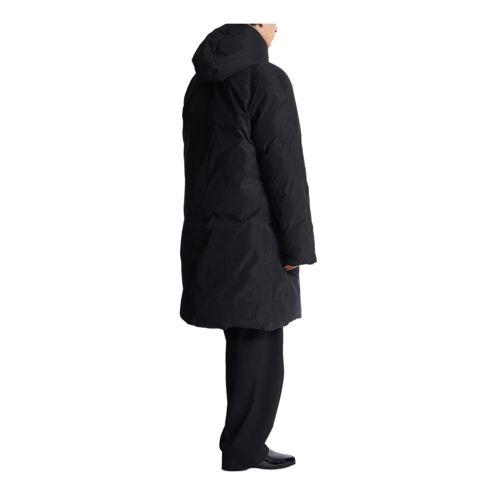 Balmain Lange Gewatteerde Nylon Jas Black Heren