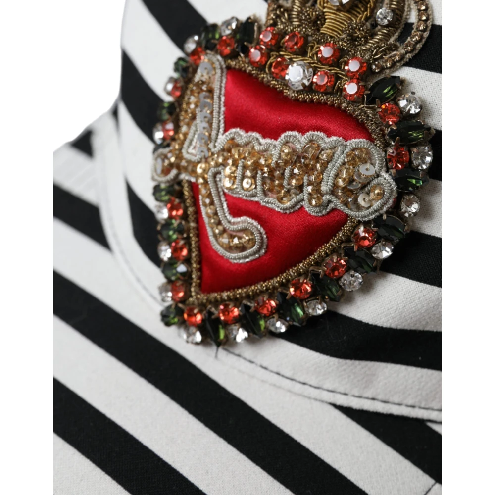 Dolce & Gabbana Zwart Wit Gestreept Amore Hart Baseballpet Multicolor Dames