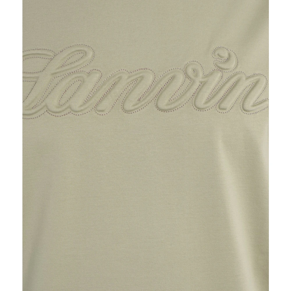 Lanvin Olijf T-shirt Geribbelde Kraag Ronde Hals Green Heren