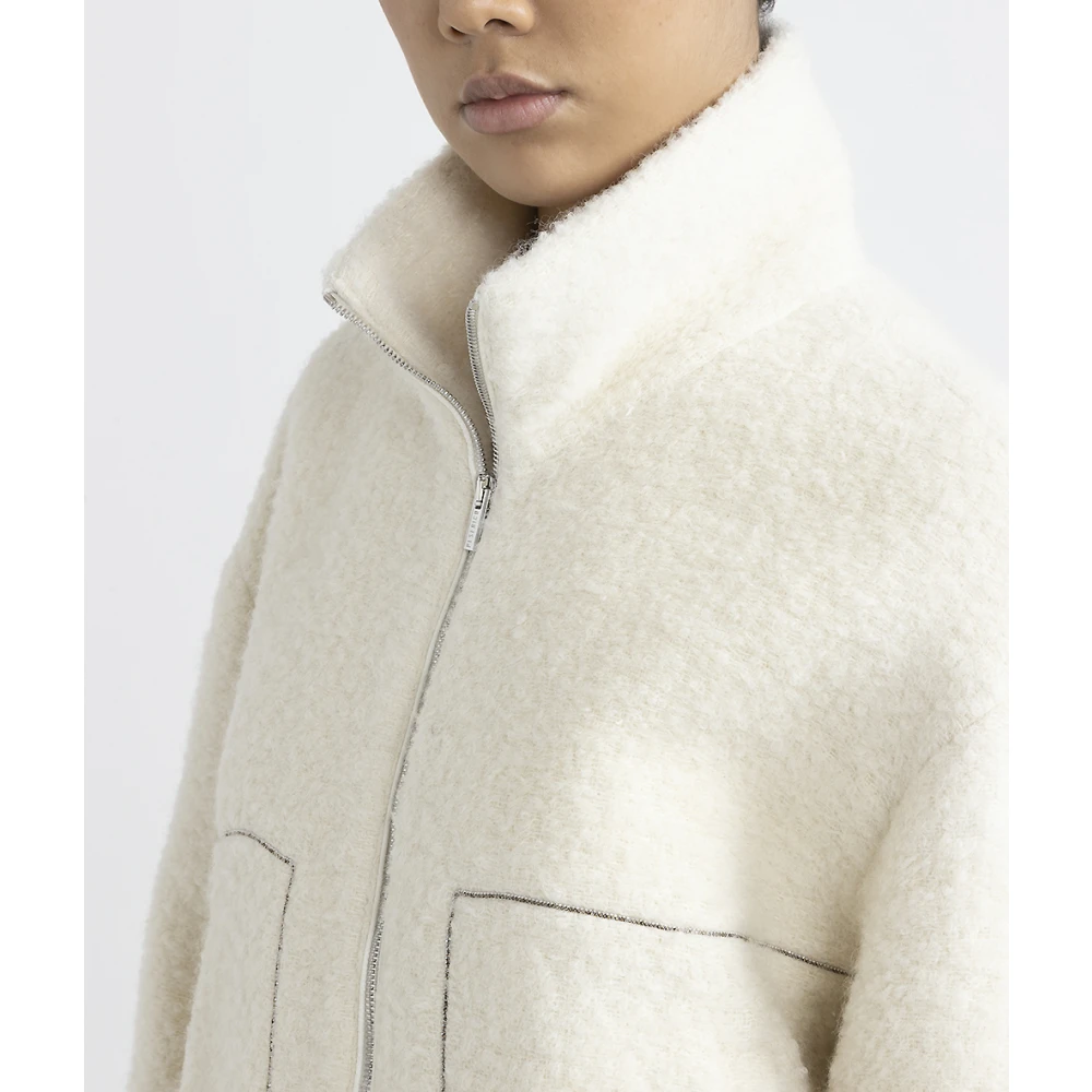 PESERICO Bouclé wol en alpaca jas Beige Dames
