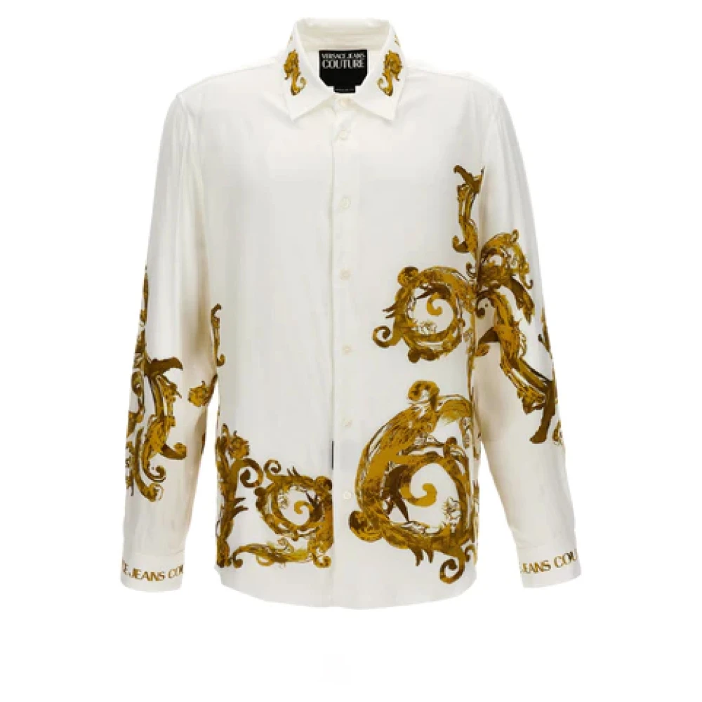 Versace Jeans Couture Kortärmad vit/guld Barocco tryck skjorta White, Herr