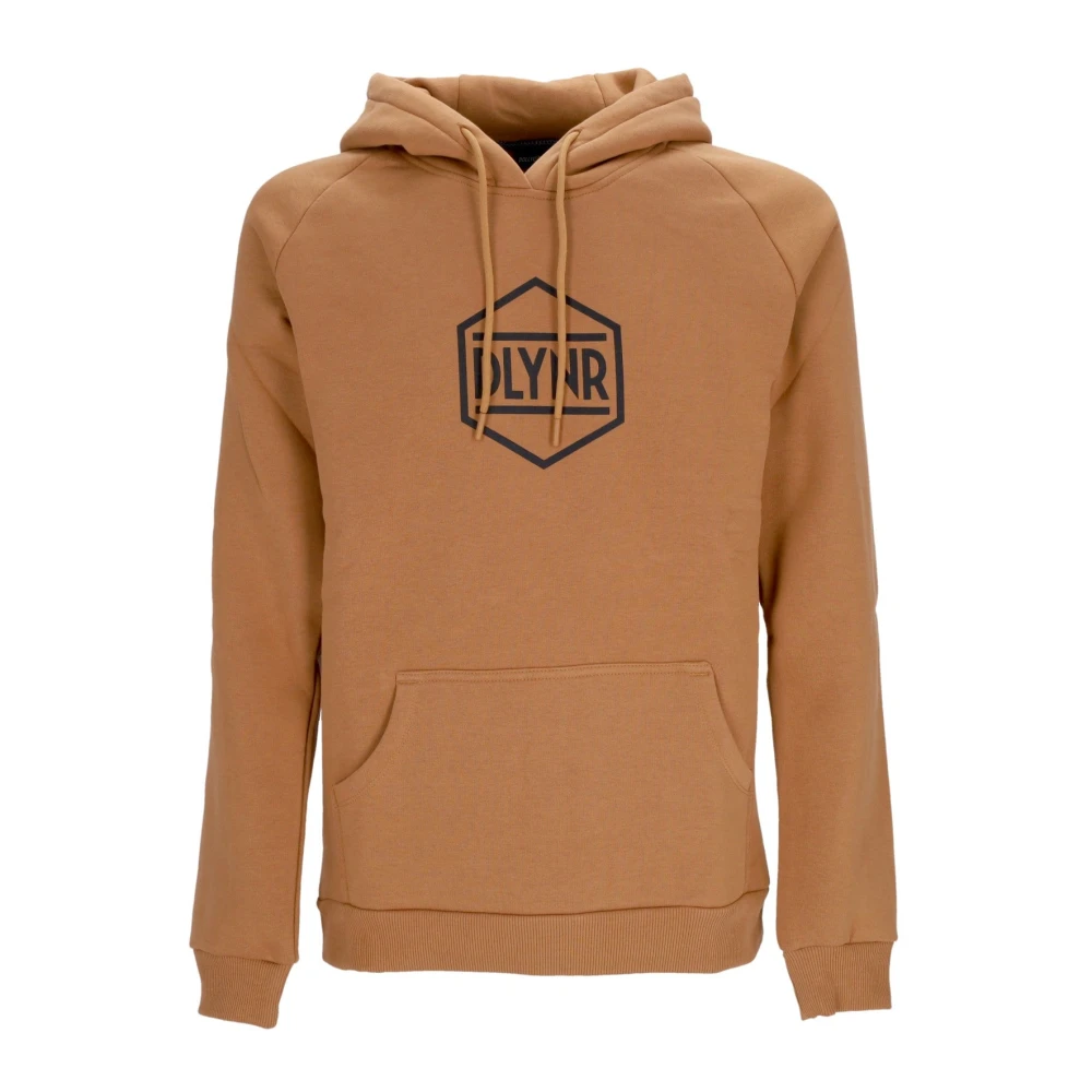 Dolly Noire Men's Brown Khaki Logo Hoodie With Kangaroo Pocket